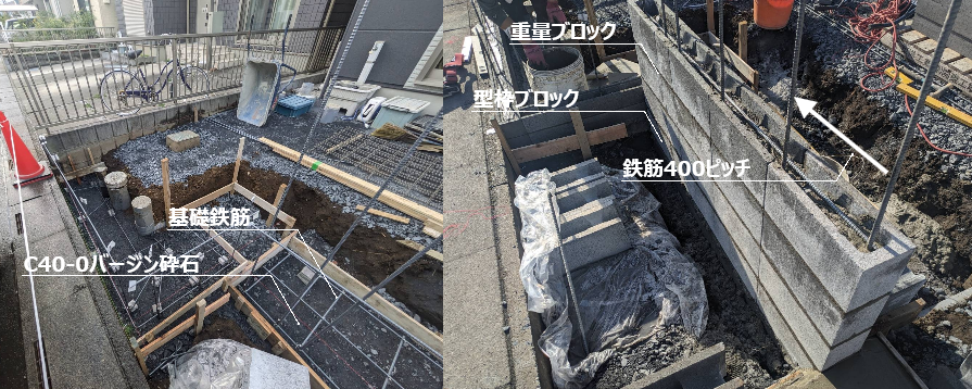 配筋(縦筋・横筋)の施工