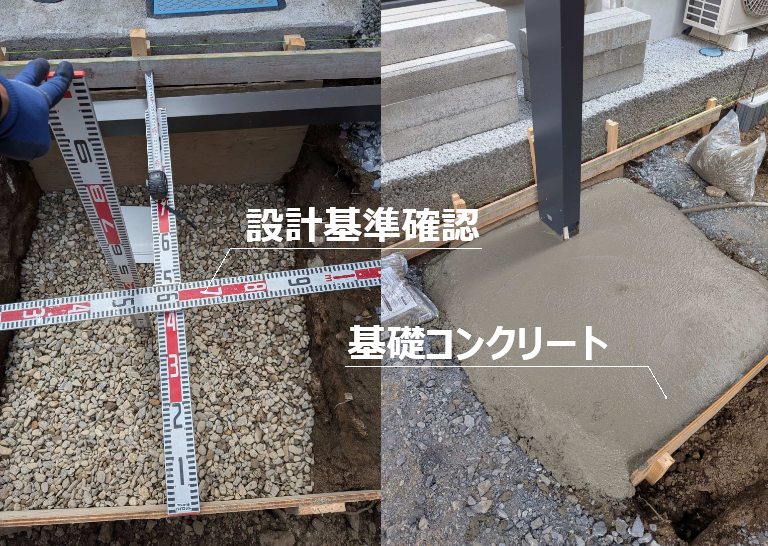 カーポート基礎の施工
