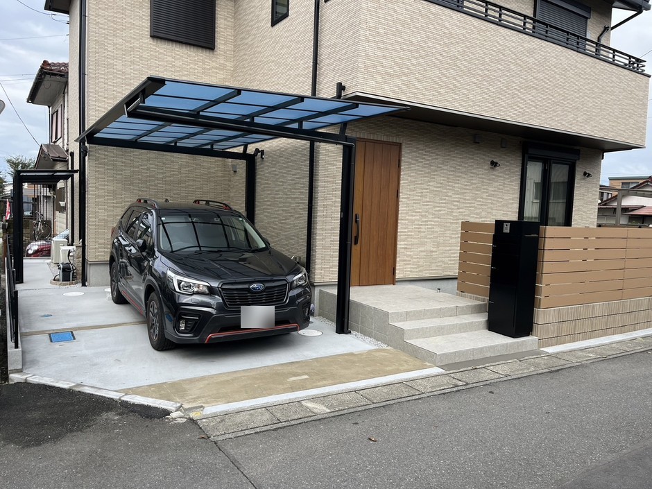 上尾市の外構施工事例｜道路側からの外構全景
